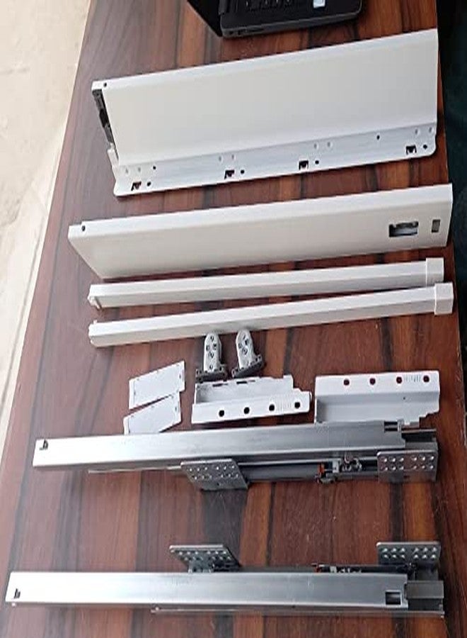DBR Metal Innotech Drawer For Modular Kitchen & Office Tandem Box With Full Extension Double-Walled System With Railing Pack Of 1 Set White (6 X 20 Inches) - Image 5